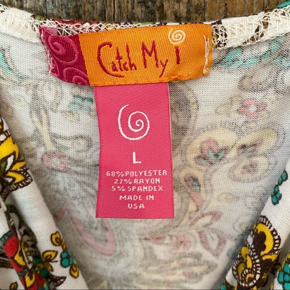 Catch My I Sz L Halter Yellow Red Paisley Maxi Cotton Spaghetti Straps Dress - Picture 7 of 8